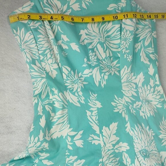 Nine West Sleeveless Fit and Flare Aqua Flower Dress Size 4 - Picture 6 of 10